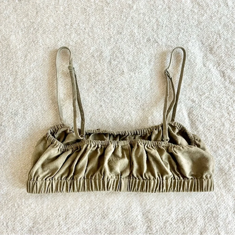 Ozma of California house bralette in olive silk noil - Picture 5 of 6